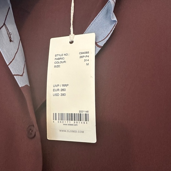 CLOSED GmbH Designer Unique Tunic Blouse Burgundy Blue Floral NWT Sz M 8 - Picture 8 of 9